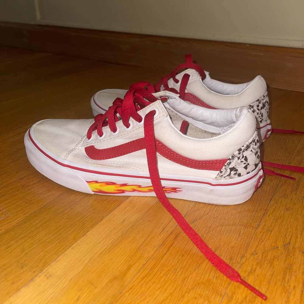 Custom White Flame Low Top Vans - image 2